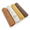 Muslin Swaddle Blankets - Earthtone 4-Pack, Sunshine