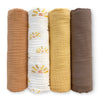 Muslin Swaddle Blankets - Earthtone 4-Pack, Sunshine