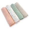 Muslin Swaddle Blankets - Earthtone 4-Pack, Sweet Rose Garden