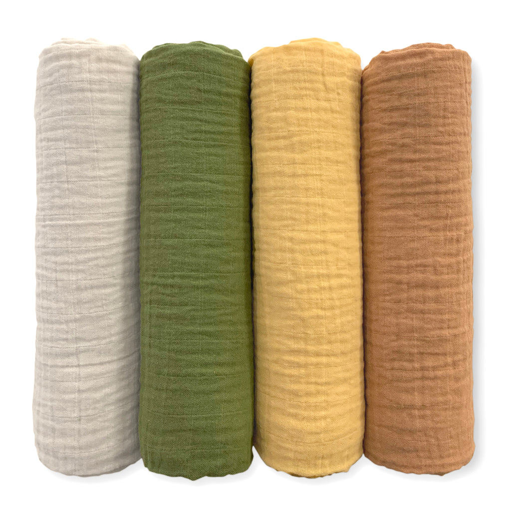 Muslin Swaddle Blankets - Earthtone 4-Pack, Apricity