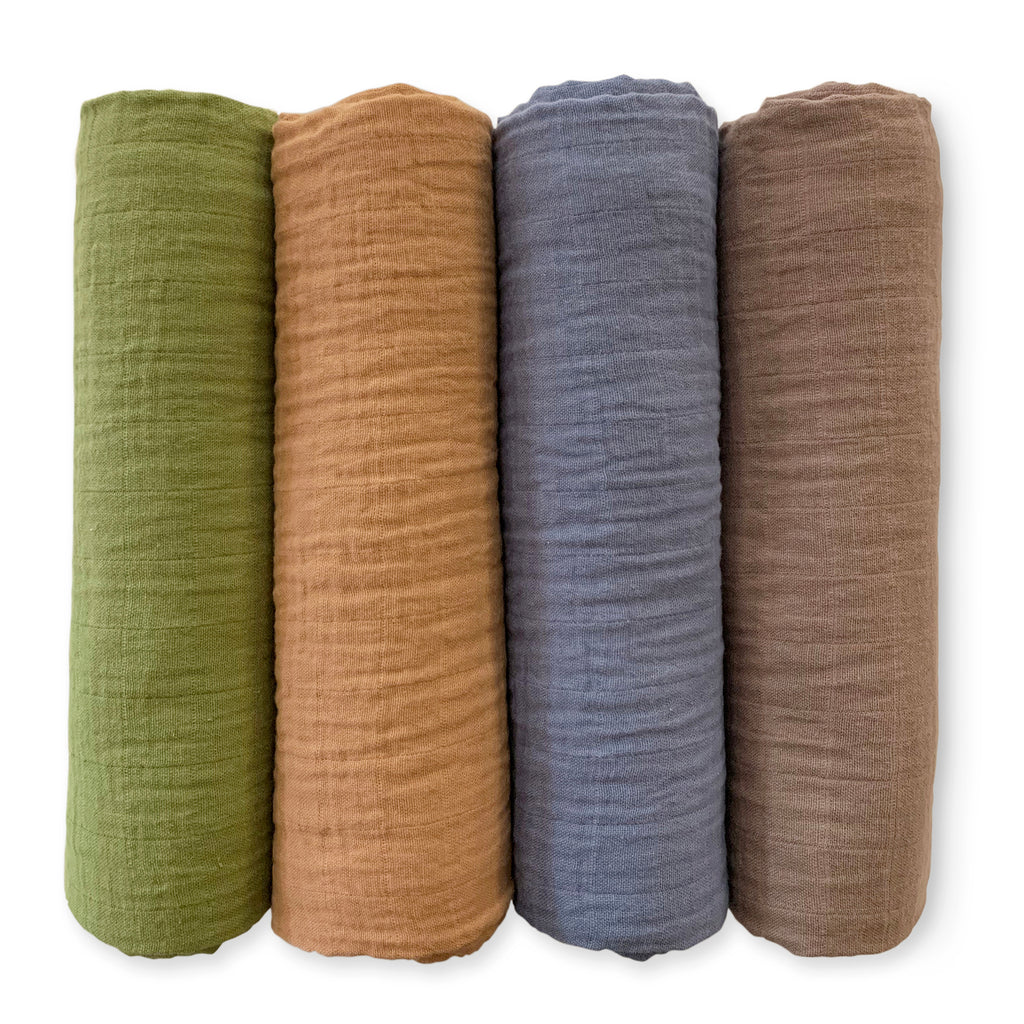 Muslin Swaddle Blankets - Earthtone 4-Pack, Wilderness
