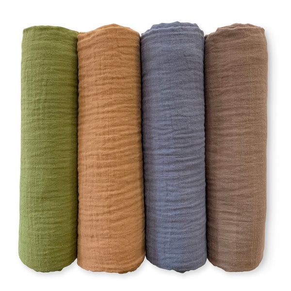 Muslin Swaddle Blankets - Earthtone 4-Pack, Wilderness