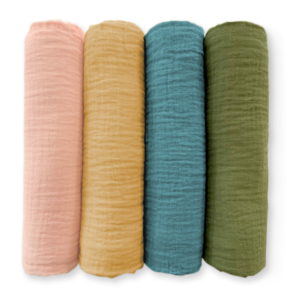 Muslin Swaddle Blankets - Earthtone 4-Pack, Fiesta