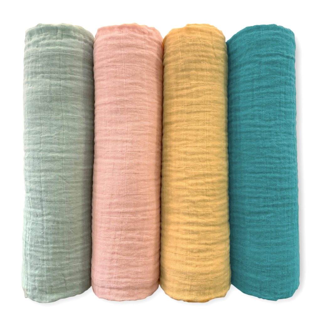Muslin Swaddle Blankets - Earthtone 4-Pack, Paradise