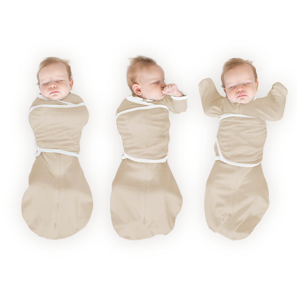 Organic Omni Swaddle Sack with Wrap -  Arms Up Sleeves & Mitten Cuffs, Sand Dollar