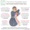 Omni Swaddle Sack with Wrap -  Arms Up Sleeves & Mitten Cuffs, Heathered Denim with Polka Dot Trim
