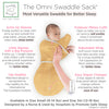 Omni Swaddle Sack with Wrap -  Arms Up Sleeves & Mitten Cuffs, Heathered Gold with Polka Dot Trim