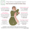 Omni Swaddle Sack with Wrap -  Arms Up Sleeves & Mitten Cuffs, Heathered Green Turtle with Polka Dot Trim