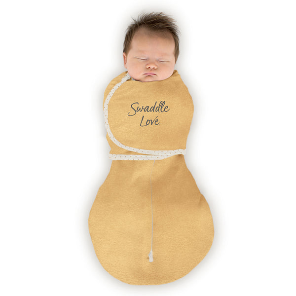 Omni Swaddle Sack with Wrap -  Arms Up Sleeves & Mitten Cuffs, Heathered Gold  - Swaddle Love®