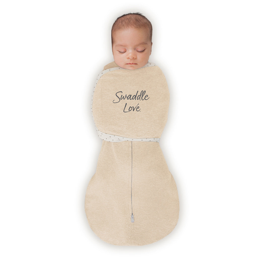 Omni Swaddle Sack with Wrap -  Arms Up Sleeves & Mitten Cuffs, Heathered Oatmeal  - Swaddle Love®