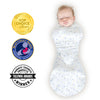 Organic Omni Swaddle Sack with Wrap - Most Versatile Swaddle - Arms Up Sleeves & Mitten Cuffs, Watercolor Twinkle - Soft Blue