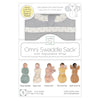 Omni Swaddle Sack with Wrap -  Arms Up Sleeves & Mitten Cuffs, Heathered Gray with Polka Dot Trim