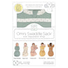 Omni Swaddle Sack with Wrap -  Arms Up Sleeves & Mitten Cuffs, Heathered Jadeite with Polka Dot Trim