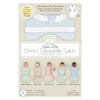 Organic Omni Swaddle Sack with Wrap -  Arms Up Sleeves & Mitten Cuffs, Soft Blue