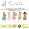 Omni Swaddle Sack with Wrap -  Arms Up Sleeves & Mitten Cuffs, Classic Polka Dots, Sterling