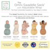 Omni Swaddle Sack with Wrap -  Arms Up Sleeves & Mitten Cuffs, Heathered Jadeite with Polka Dot Trim