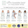 Omni Swaddle Sack with Wrap -  Arms Up Sleeves & Mitten Cuffs, Watercolor Mountains & Trees