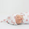 Knotted Hat - Organic Cotton Knit - Watercolor Peach Blush Poppies