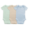 Short Sleeve Bodysuits - Organic Cotton 3-Pack - Soft Blue, Jadeite, & Sand Dollar