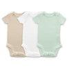 Short Sleeve Bodysuits - Organic Cotton 3-Pack - Soft Jadeite, White, & Sand Dollar