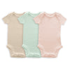Short Sleeve Bodysuits - Organic Cotton 3-Pack - Soft Pink, Jadeite, & Sand Dollar