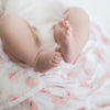 Organic Crinkle Dream Gauze Swaddle Blanket - Watercolor Peach Blush Poppies