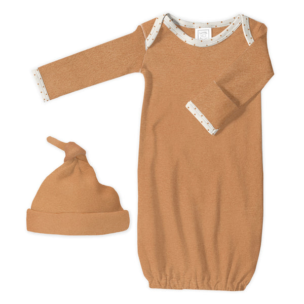 Pajama Gown and Hat Gift Set - Heathered Butterum