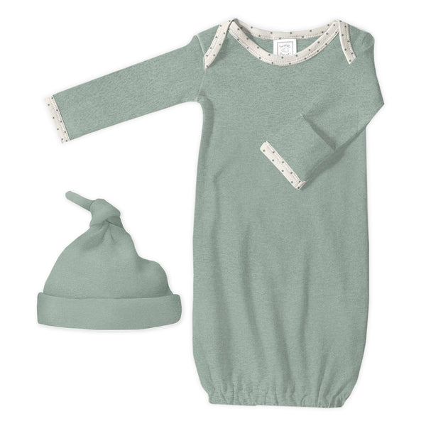 Pajama Gown and Hat Gift Set - Heathered Jadeite