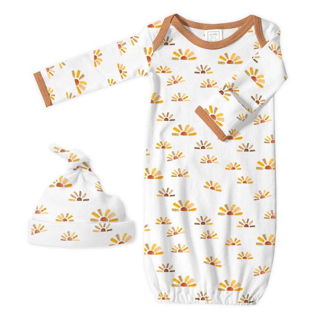 Pajama Gown and Hat Gift Set - Watercolor Sunny Days