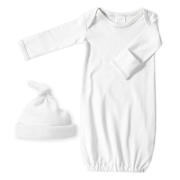 Pajama Gown and Hat Gift Set - Pure White