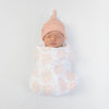 Muslin Swaddle + Pajama Gown + Hat Newborn Gift Set - Heathered Peach Blush & Peachy Pink Watercolor Floral