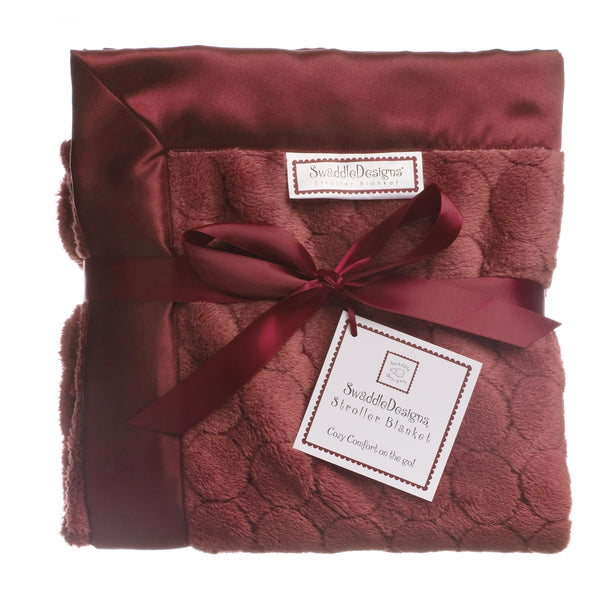 Stroller Blanket - Chocolate Truffle - Cozy & Soft Puff Circles with Silky Soft Satin Trim