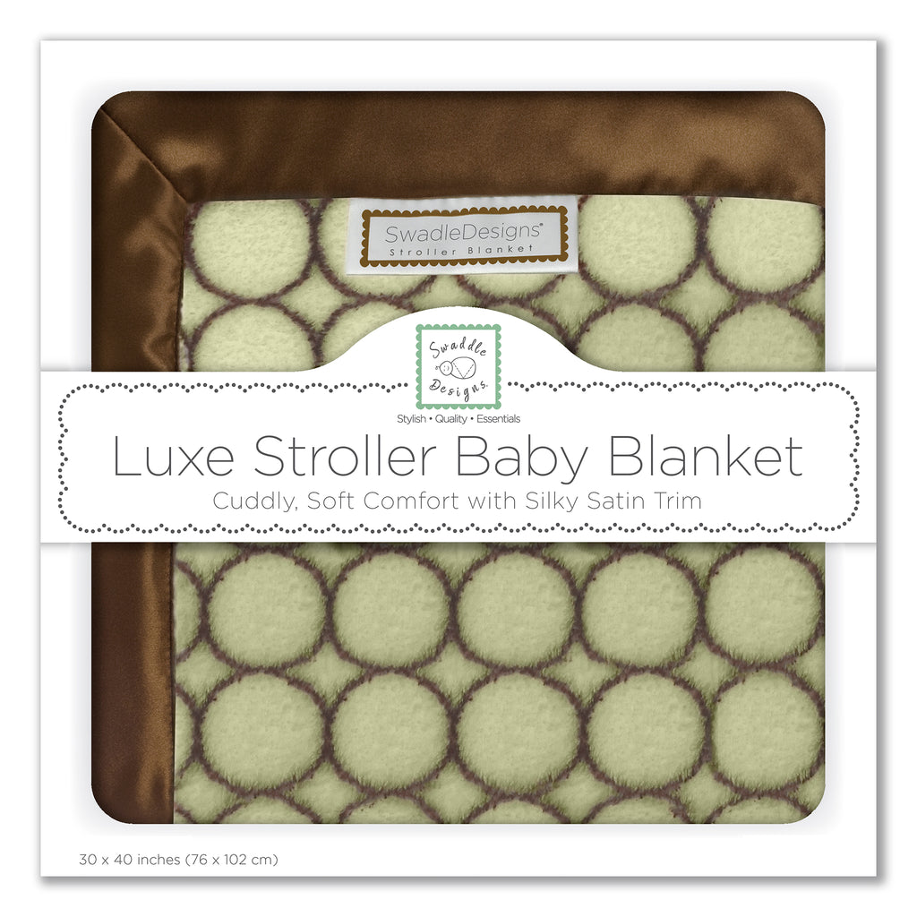 Stroller Blanket - Brown Mod Circles, Lime, Large, 30x40 inches