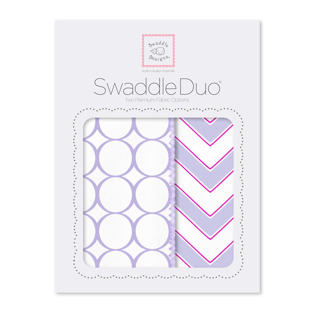 SwaddleDuo - Lavender Mod Circles + Chevron, Lavender