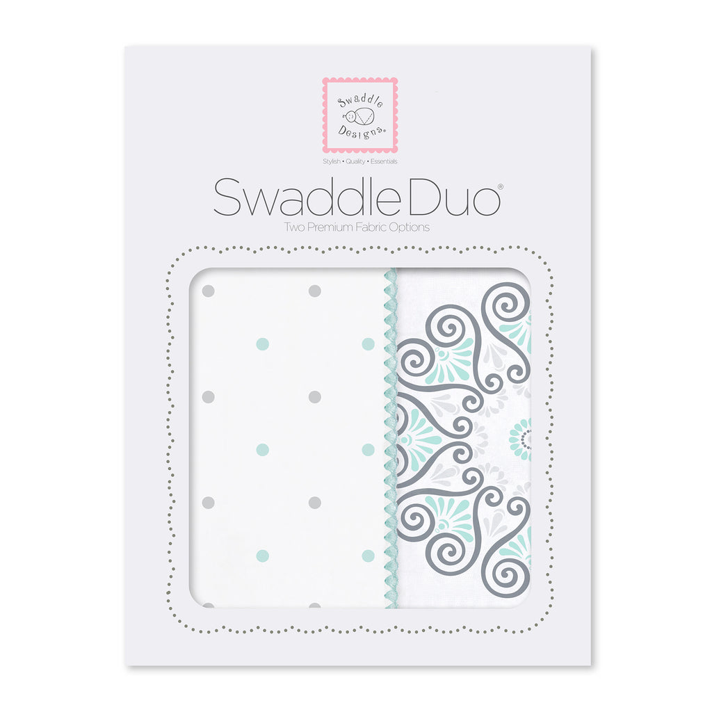 SwaddleDuo - Little Dots + SeaCrystal Medallions