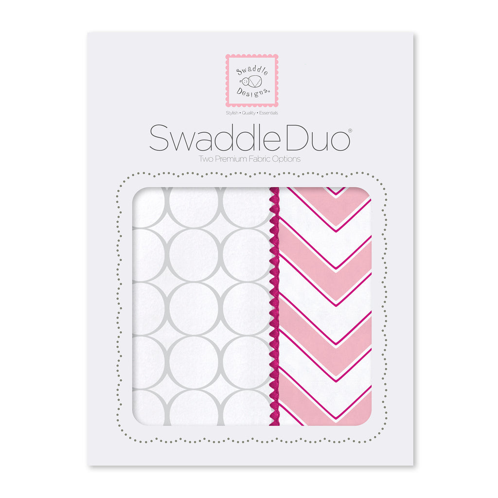 SwaddleDuo - Mod Circles + Chevron, Pink