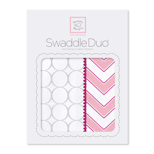 SwaddleDuo - Mod Circles + Chevron, Pink