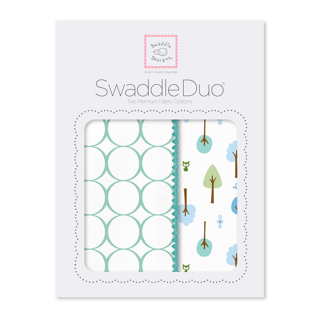 SwaddleDuo - Mod Circles + Cute & Calm, Blue