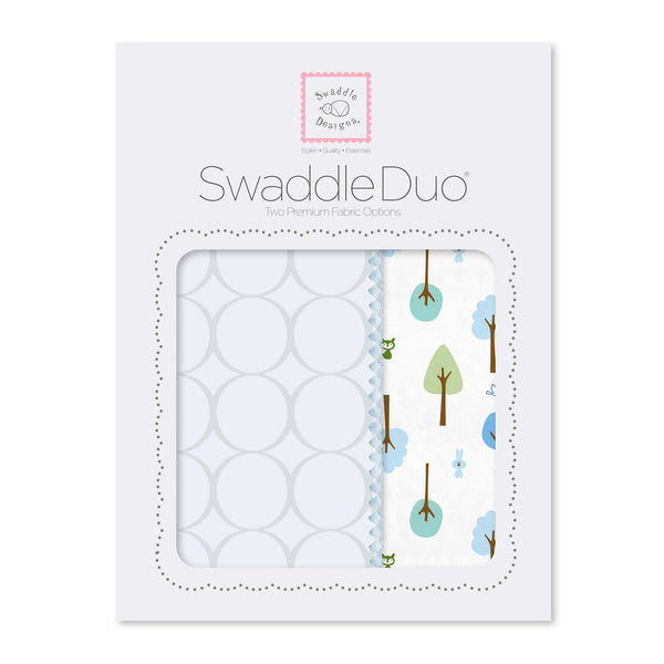 SwaddleDuo - Mod Circles + Cute & Calm, Blue