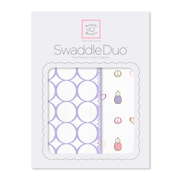 SwaddleDuo - Lavender Mod Circles + Peace, Love, Swaddle