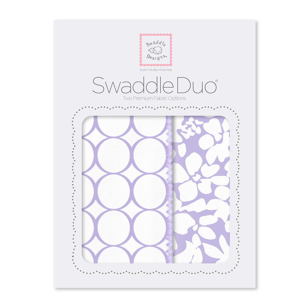 SwaddleDuo - Lavender Mod Circles + Lush Botanical Lavender