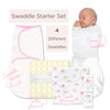 SwaddleDesigns Starter Set - 4 Item Newborn Gift Set, Pink & Yellow