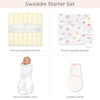 SwaddleDesigns Starter Set - 4 Item Newborn Gift Set, Pink & Yellow