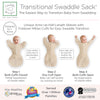 Transitional Swaddle Sack - Arms Up 1/2-Length Sleeves & Mitten Cuffs, Heathered Oatmeal with Polka Dot Trim