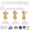 Transitional Swaddle Sack - Arms Up 1/2-Length Sleeves & Mitten Cuffs, Heathered Gold with Polka Dot Trim