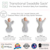 Transitional Swaddle Sack - Arms Up 1/2-Length Sleeves & Mitten Cuffs, Heathered Gray with Striped Trim