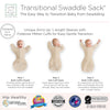 Transitional Swaddle Sack - Arms Up 1/2-Length Sleeves & Mitten Cuffs, Heathered Oatmeal with Polka Dot Trim