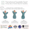 Transitional Swaddle Sack - Arms Up 1/2-Length Sleeves & Mitten Cuffs, Heathered Teal with Polka Dot Trim