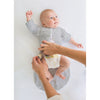 Transitional Swaddle Sack - Arms Up 1/2-Length Sleeves & Mitten Cuffs, Heathered Gray with Striped Trim