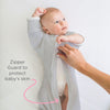 Transitional Swaddle Sack - Arms Up 1/2-Length Sleeves & Mitten Cuffs, Solid, Heathered Peach Blush with Polka Dot Trim